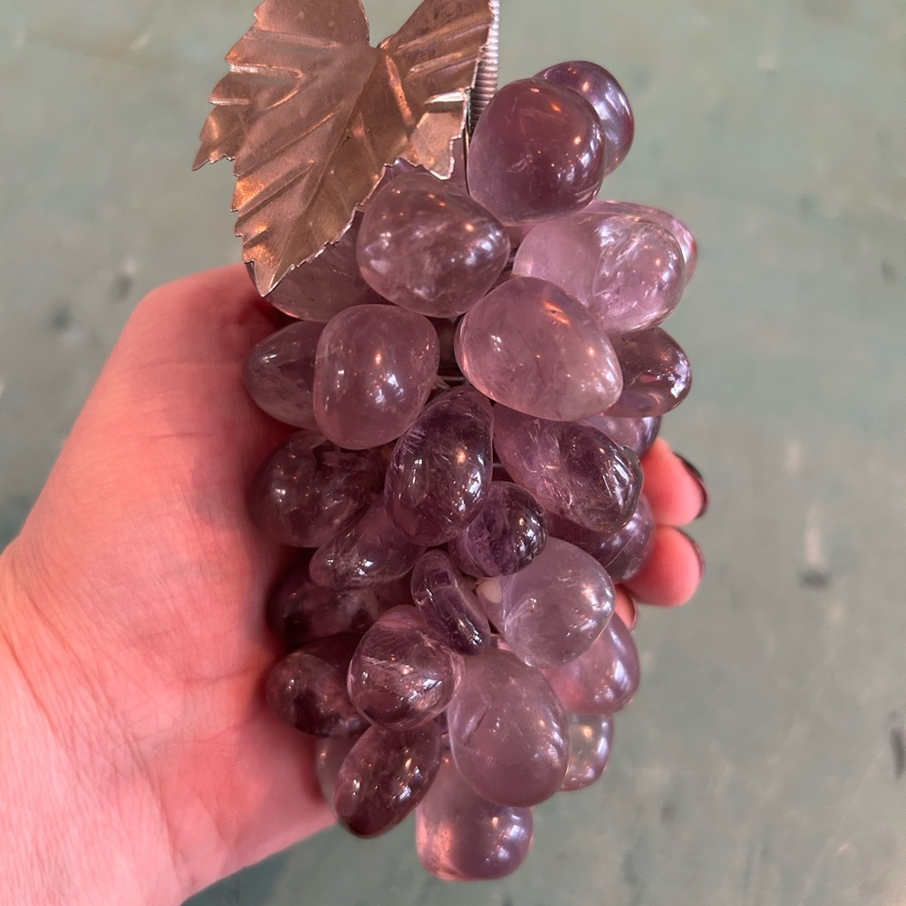 Real amethyst stone grapes vintage decor - Picture 5 of 6